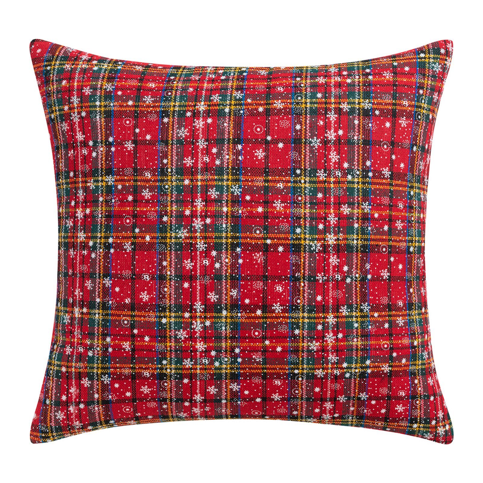 Kissenbezug 45x45cm, Bett #2 Weihnachtsmotiv, Rosnek kariert, Sofa für Party, Schneeflocke