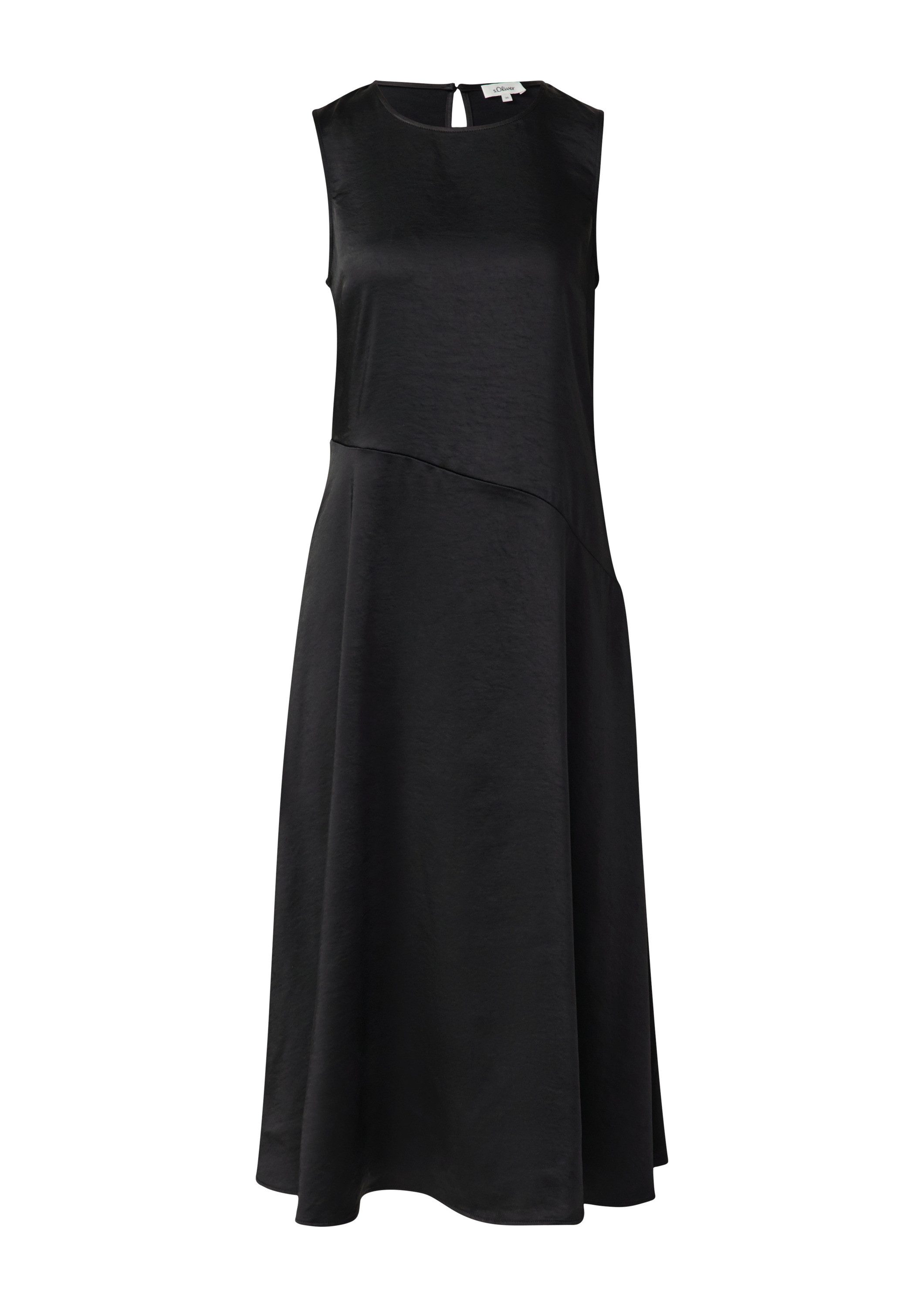 s.Oliver Midikleid Kleid Ärmelloses Satinkleid mit diagonaler Ziernaht