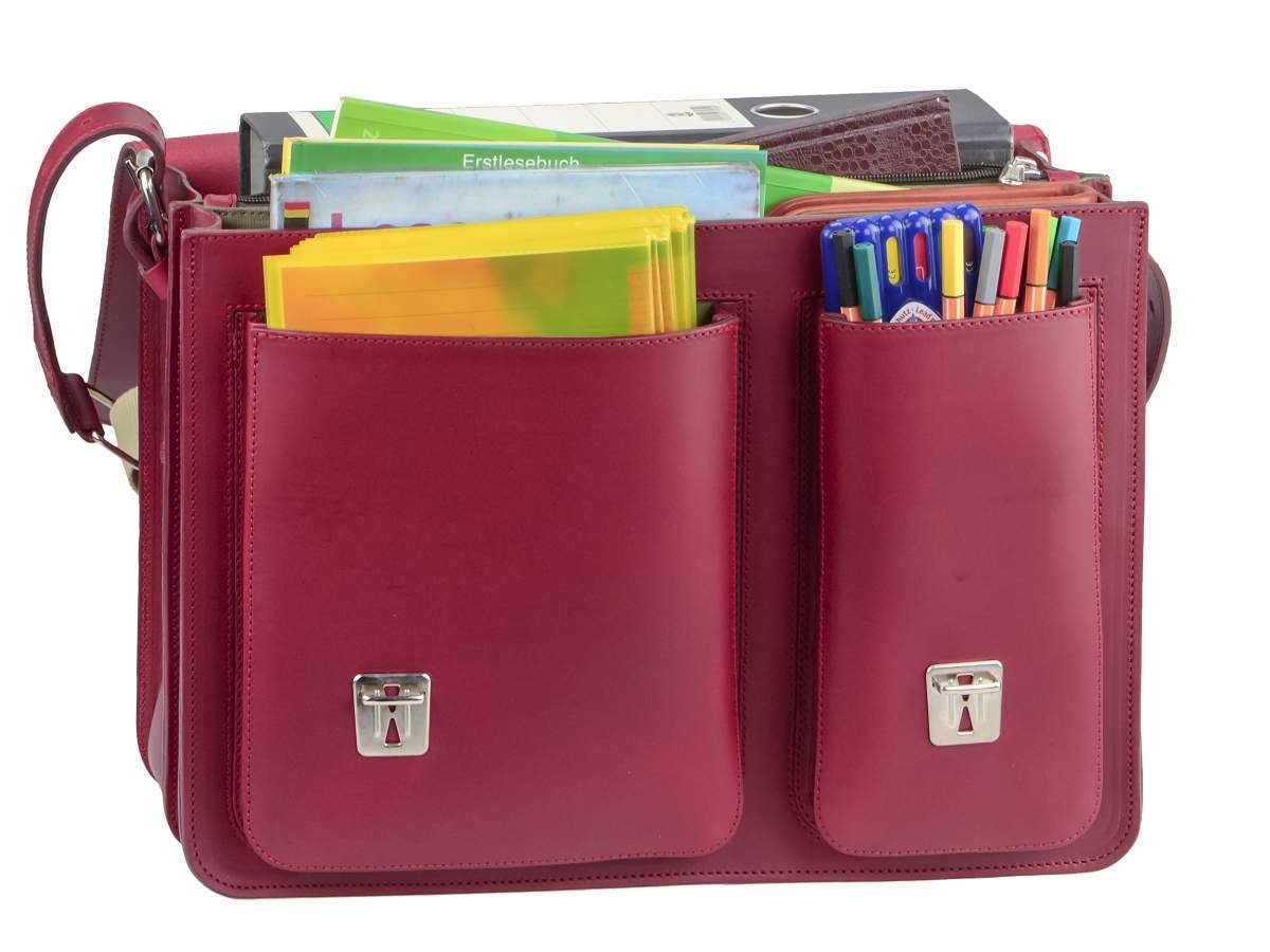 Ruitertassen Aktentasche Lehrertasche Damen Herren Leder 40x30cm 2 Fächer Business Schule, 40 cm Lehrertasche mit 2 Fächern, Notebookfach, rustikales Leder