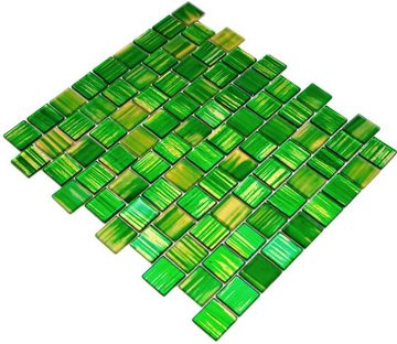 Mosani Mosaikfliesen Glasmosaik Crystal Mosaikfliesen grün glänzend / 10 Matten