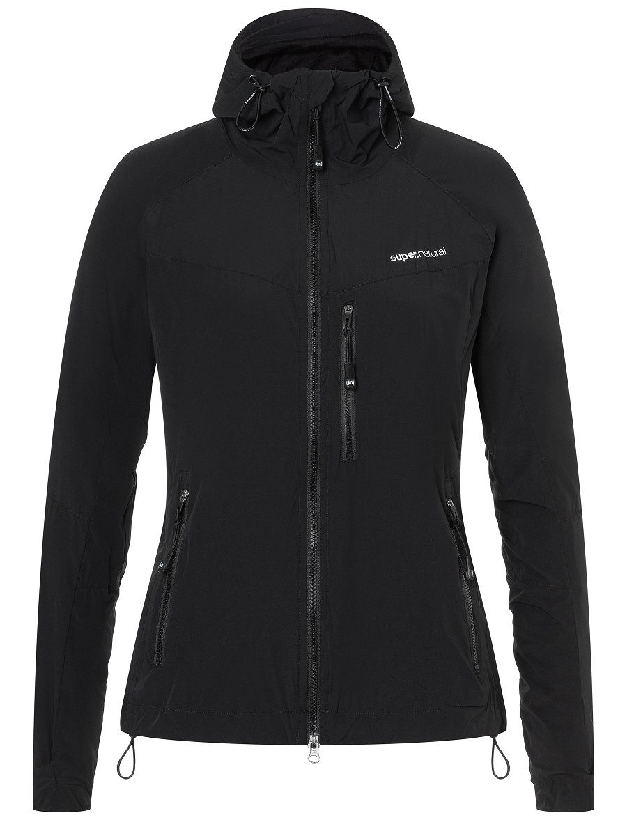 SUPER.NATURAL Outdoorjacke Merino Jacke W ALPINE ACTIVE JACKET funktioneller Merino-Materialmix