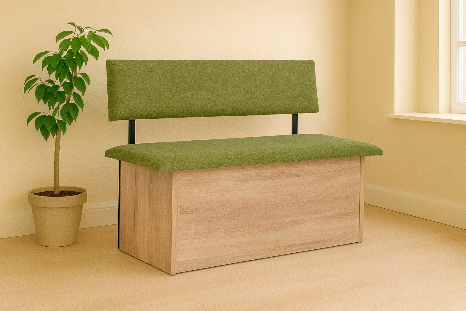 kundler home Sitzbank mit Truhe, Sitz und Lehne gepolstert, L125cm, Eiche Premiumdekor – Bild 5 von 5