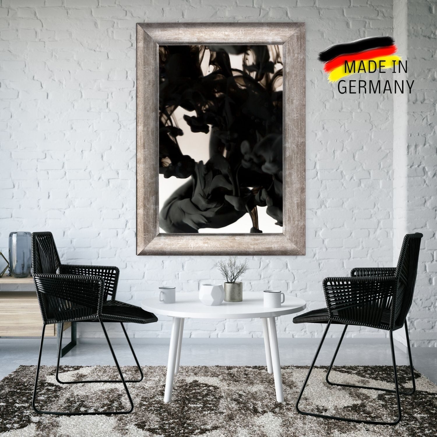 Clamaro Bilderrahmen, Antik Massivholz 'PORTO' Shabby Chic Vintage Barock SILBER ANTIK