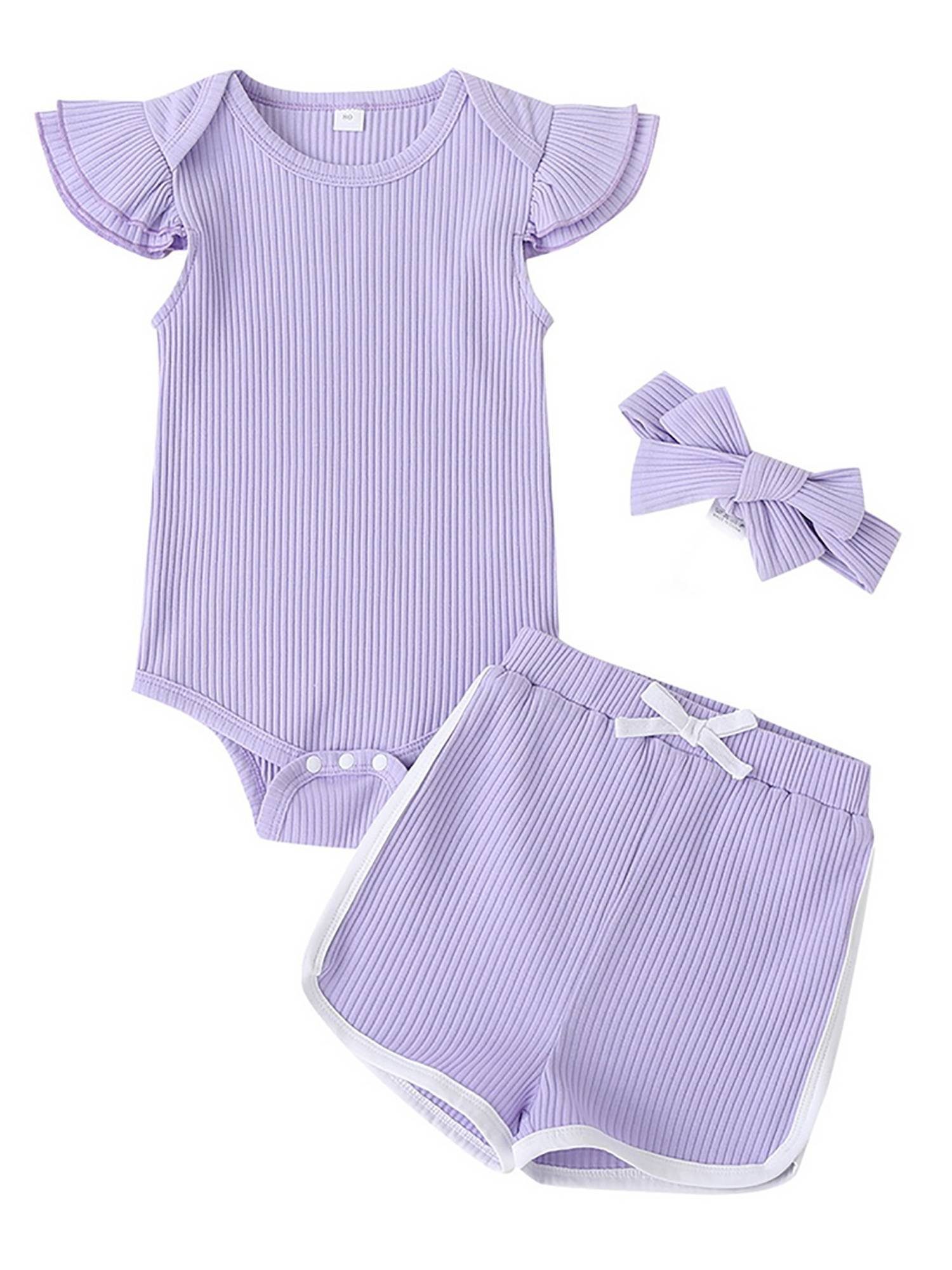 Kinder Mädchen (Gr. 50 - 92) LAPA Shirt & Shorts Einfarbiges Freizeitset für Babys, Strampler und Shorts