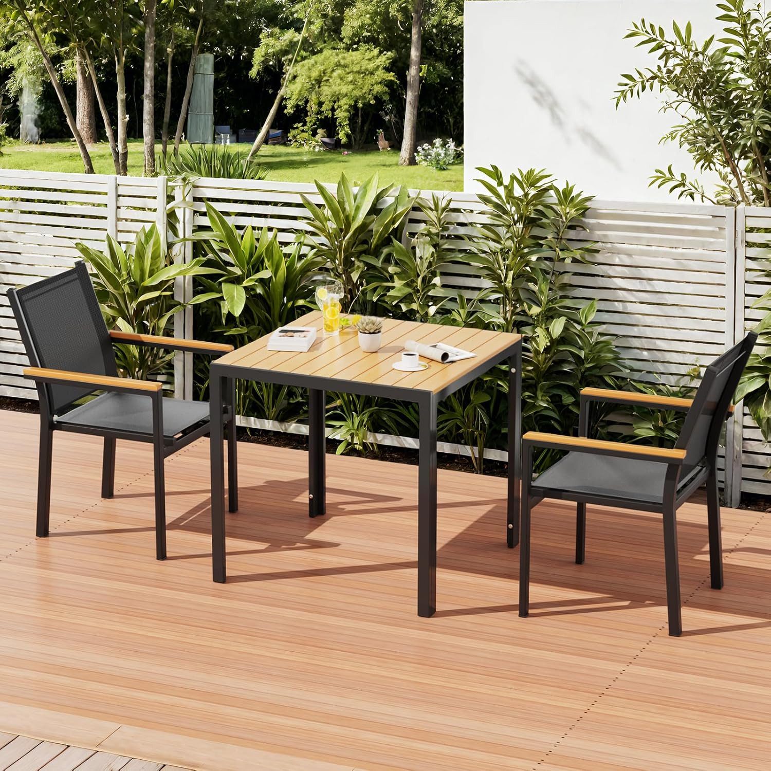 TLGREEN Gartentisch Wetterfest,Balkontisch Aluminium mit WPC günstig online kaufen
