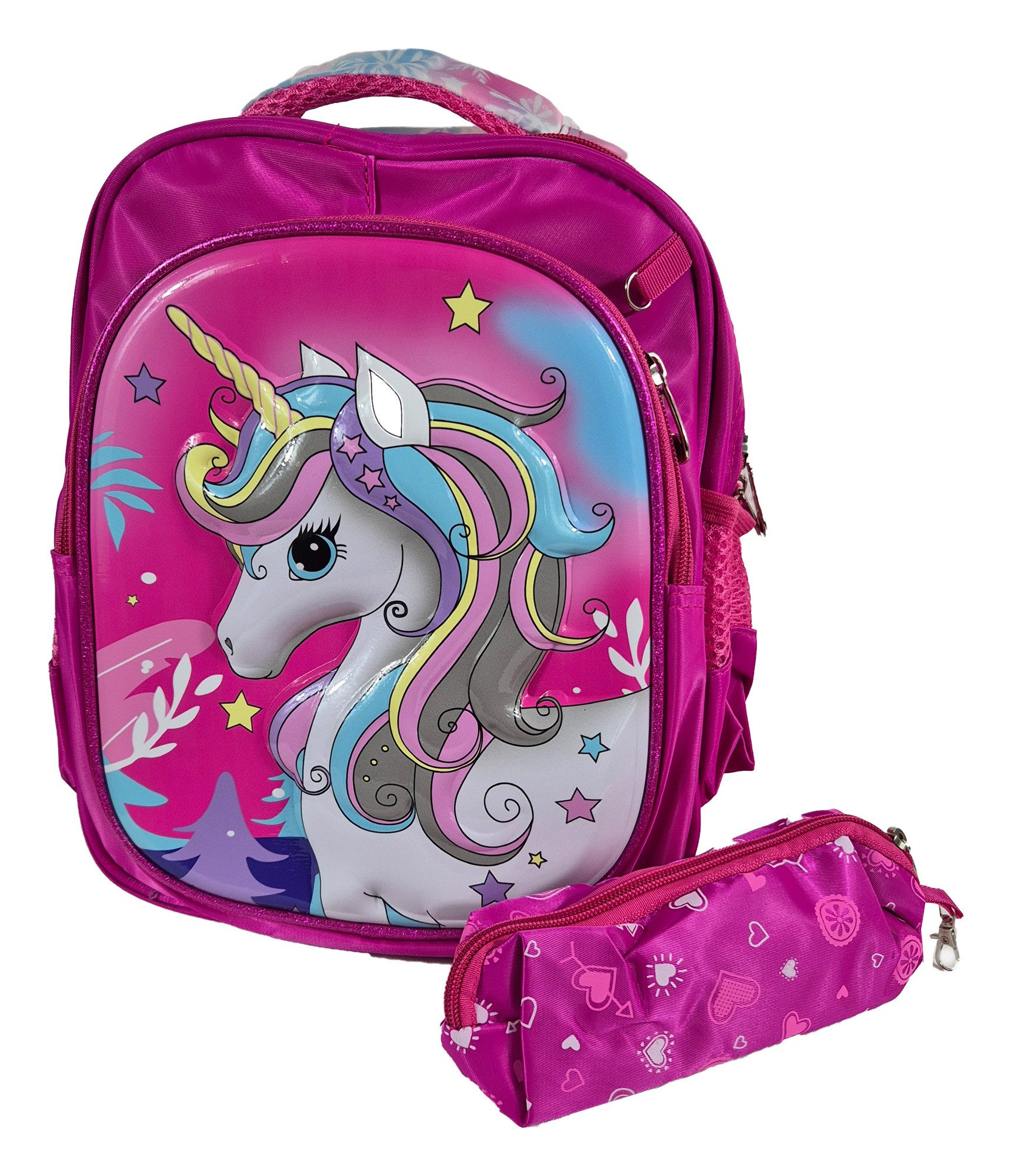 Einkaufszauber Kinderrucksack Kinder Rucksack Einhorn 3D - Schulrucksack, Einhorn plastisch geformt in 3D
