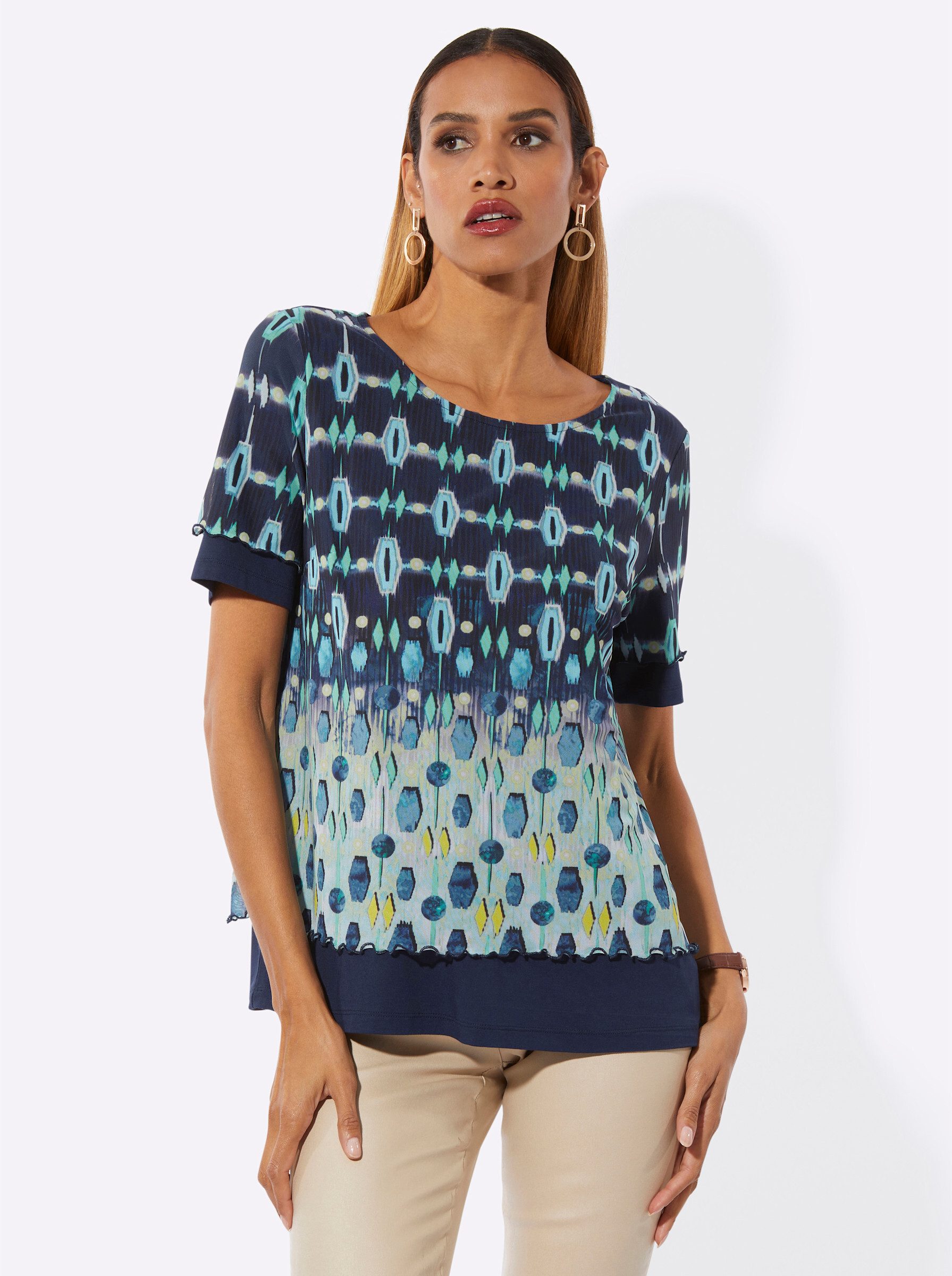 creation L T-Shirt Mesh-Shirt Kurzarm