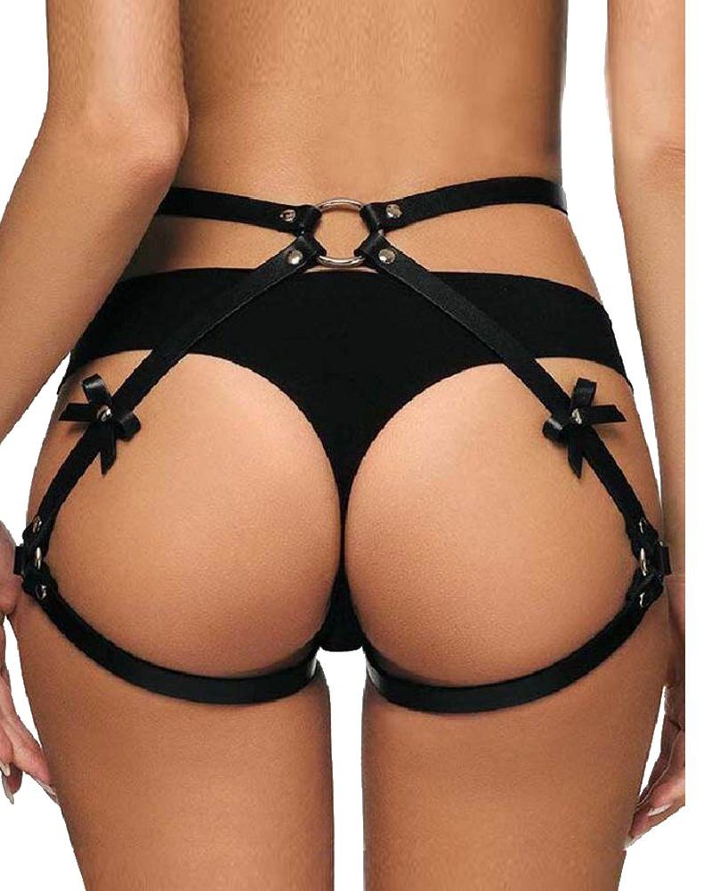 Lau-Fashion Bondage-Set Leder Strumpfband Harness Strapse SM BDSM Band Unterwäsche S/M/L