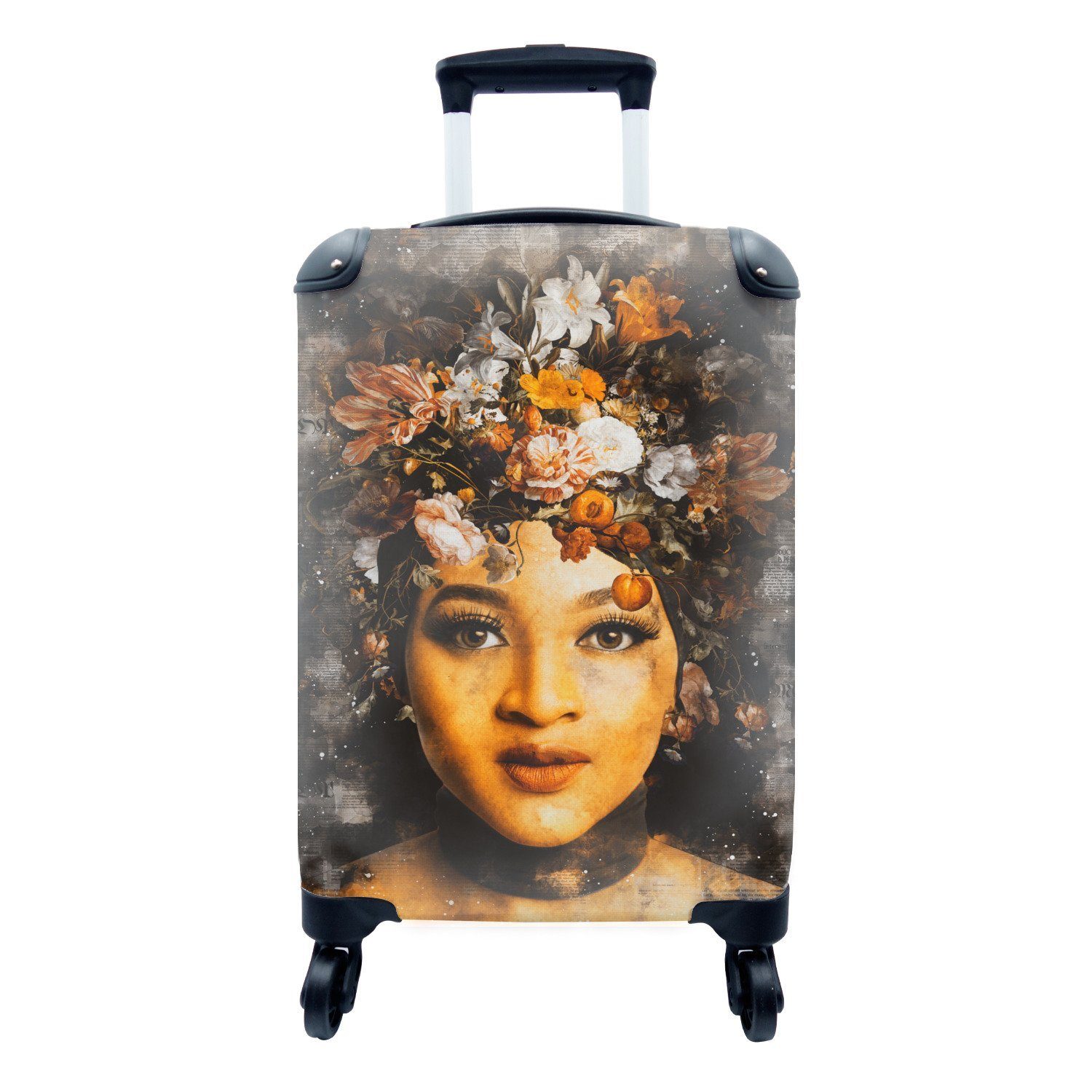 MuchoWow Handgepäckkoffer Frauen - Blumen - Farbe, 4 Rollen, Reisetasche mit rollen, Handgepäck für Ferien, Trolley, Reisekoffer
