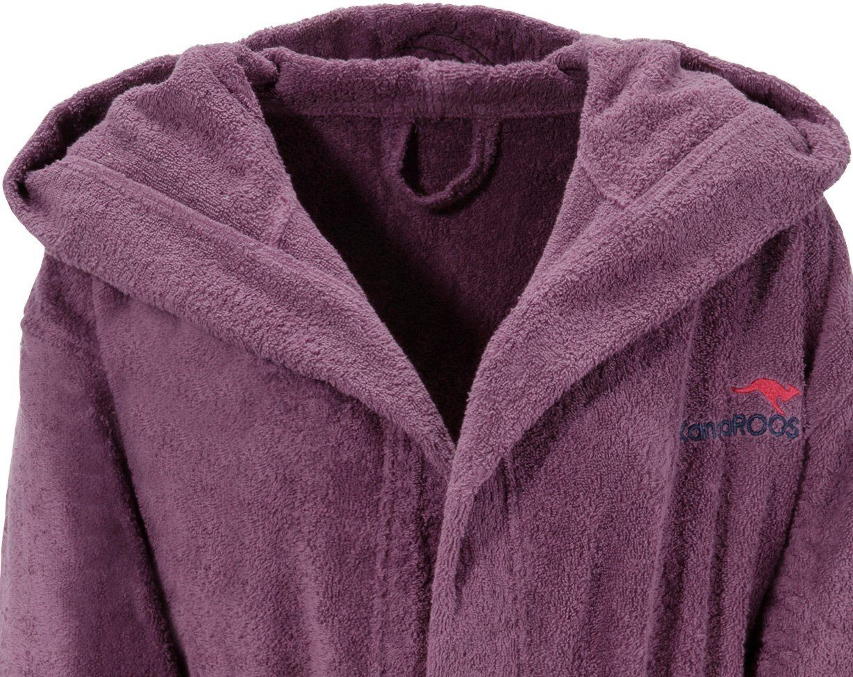 KangaROOS Unisex-Bademantel Cassidy, für Damen & Herren, Standardlänge & Überlänge, Langform, Walkfrottee, Kapuze, Gürtel, mit Taschen, Männer und Frauen, Baumwolle, Reise, Hotel, Sauna, S-3XL