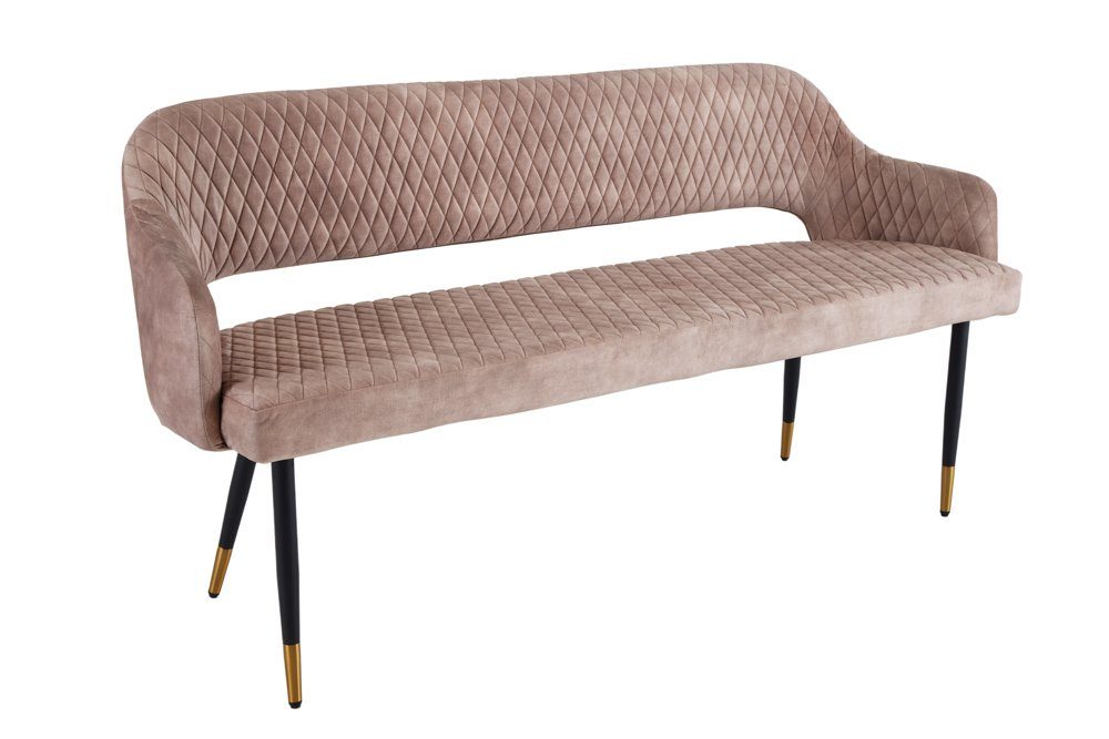 riess-ambiente Sitzbank PARIS 160cm greige / schwarz (Einzelartikel, 1-St), Esszimmer · Samt · Metall · Rückenlehne · Schlafzimmer · Retro Design