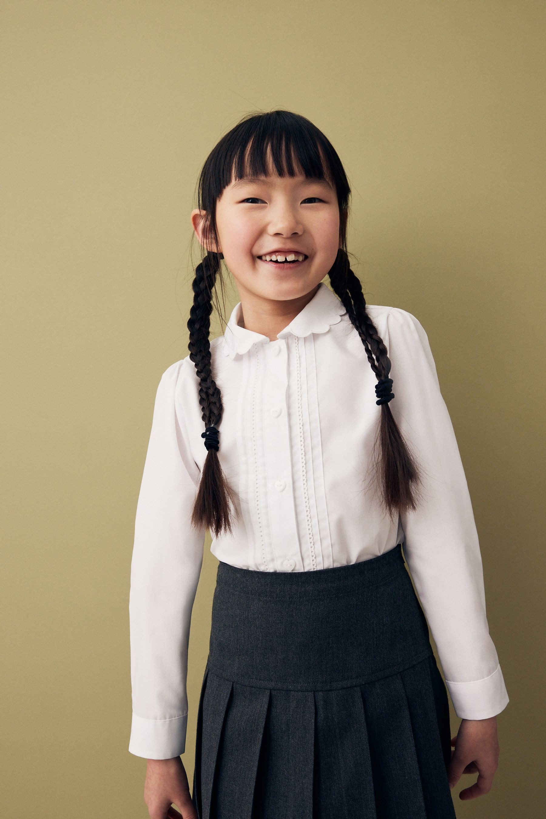 Next Langarmbluse Langärmelige Schulbluse mit Spitzenbesatz günstig online kaufen