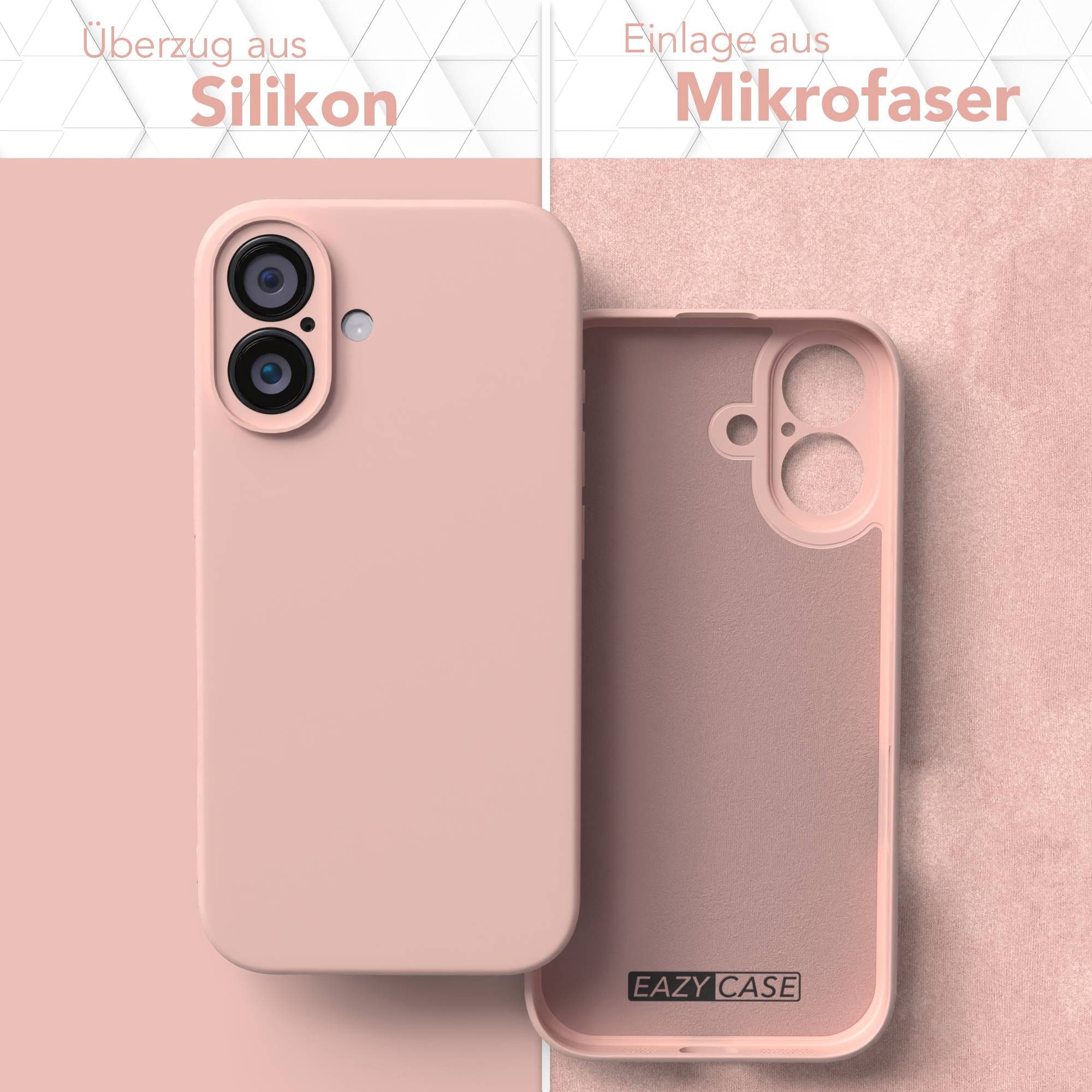 EAZY CASE Handyhülle für Apple iPhone 16 Hülle Silikon 6,1 Zoll, Hülle mit Kameraschutz Bumper Case Silikonschutzhülle Rosa / Altrosa