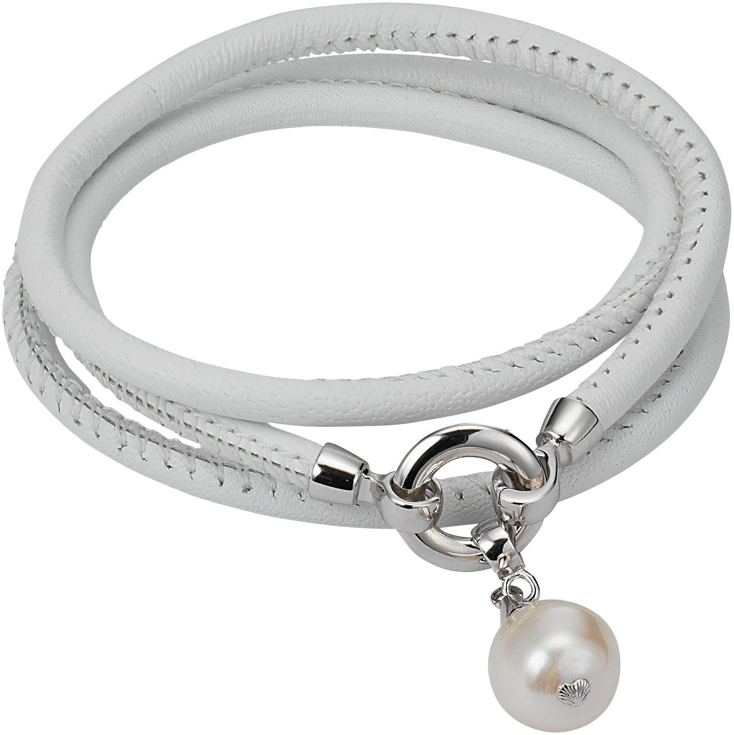 Adriana Lederarmband Ювелирные изделия Geschenk Silber 925 Armband Armkette Capri, Made in Germany - mit Süßwasserzuchtperle