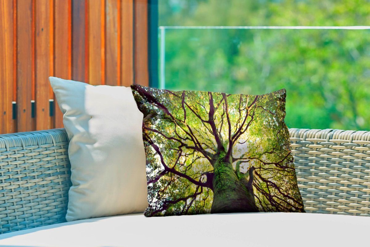 Kissenhülle Polyester, Zweige Outdoor-Dekorationskissen, Beruhigende grünen Dekokissen MuchoWow Dekokissenbezug, eines Baumes,