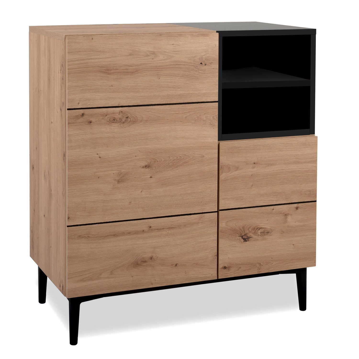 Homestyle4u Kommode Sideboard Eiche Holz Wohnzimmerschrank (Kein Set)