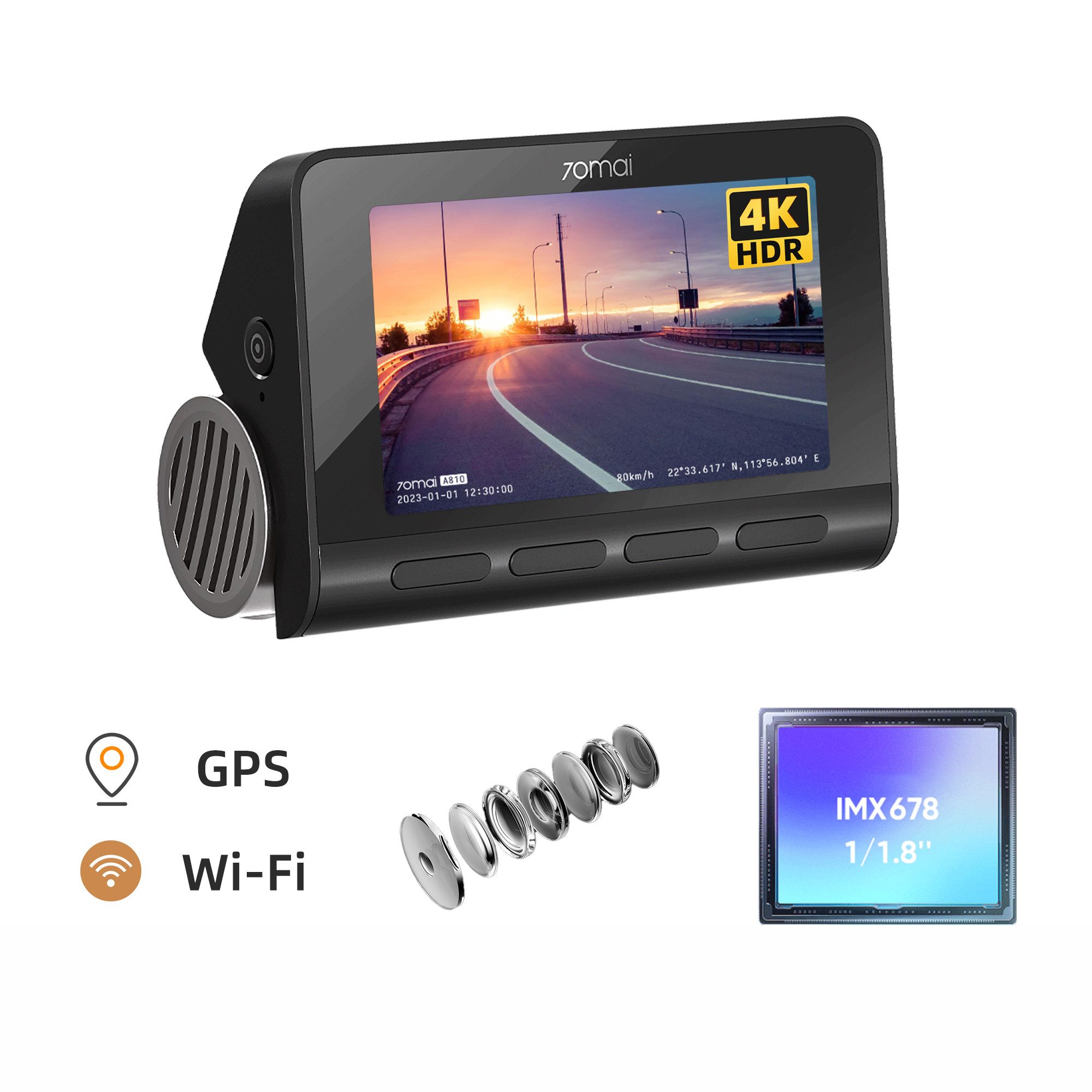 A810 Dashcam Auto, Mit Starvis 2 IMX678 Bildsensor Dashcam