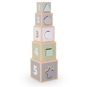 Mamabrum Puzzle-Sortierschale Holzturm - Form Sortierer Zahlen Alphabet Tiere