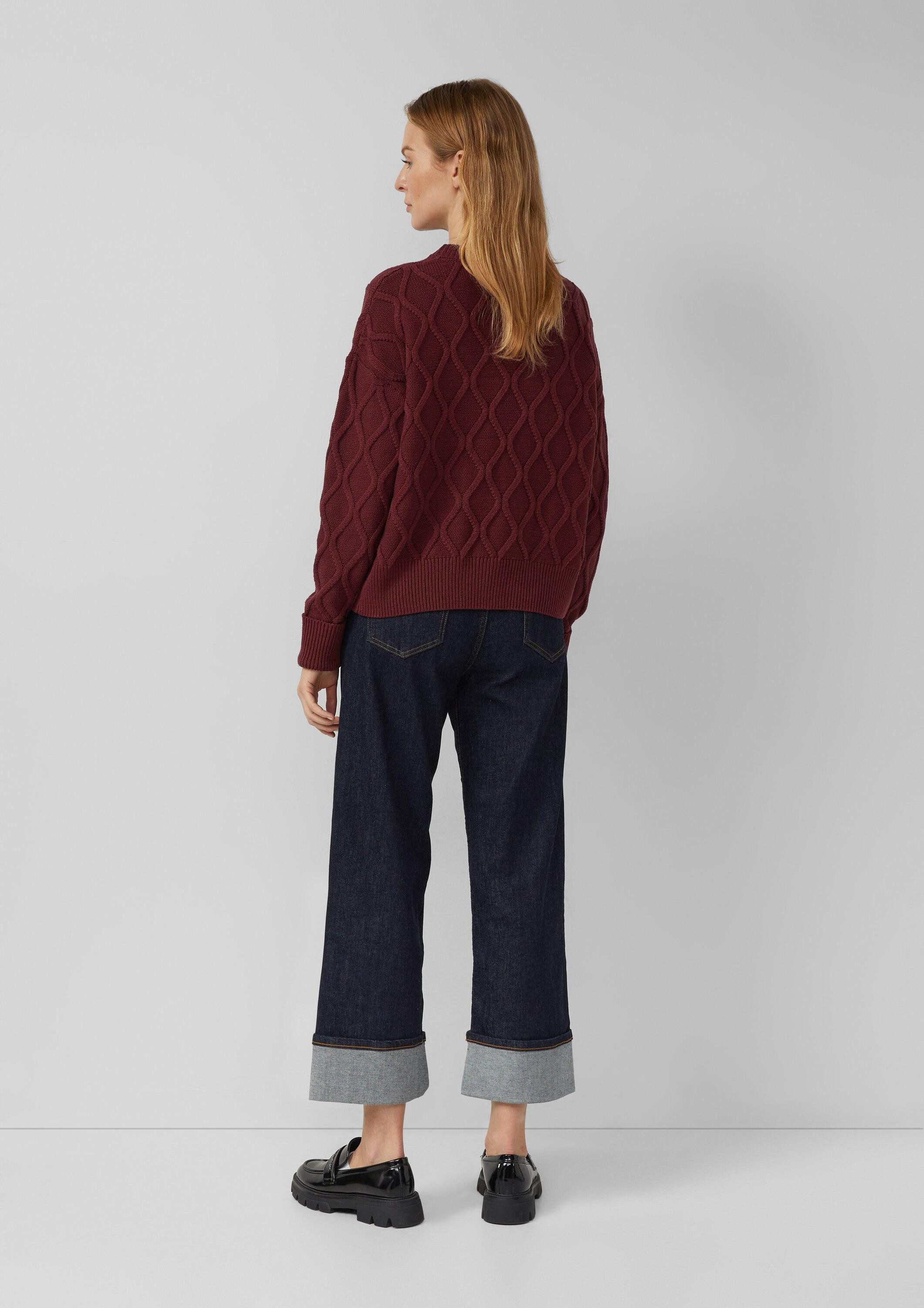 s.Oliver Longpullover Strickpullover Pullover im Relaxed Fit mit Zopfmuster