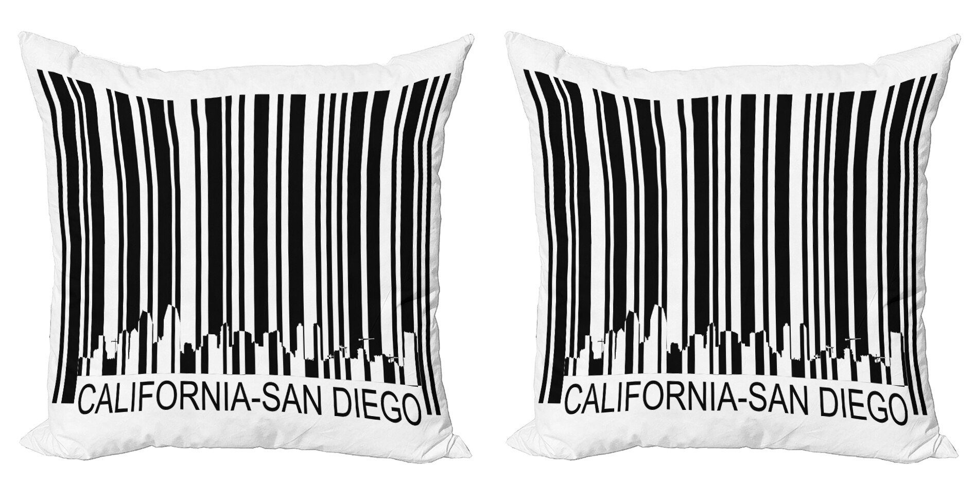 Kissenbezüge Modern Accent Doppelseitiger Digitaldruck, Abakuhaus (2 Stück), San Diego Barcode Gebäude in der Stadt | Kissenbezüge