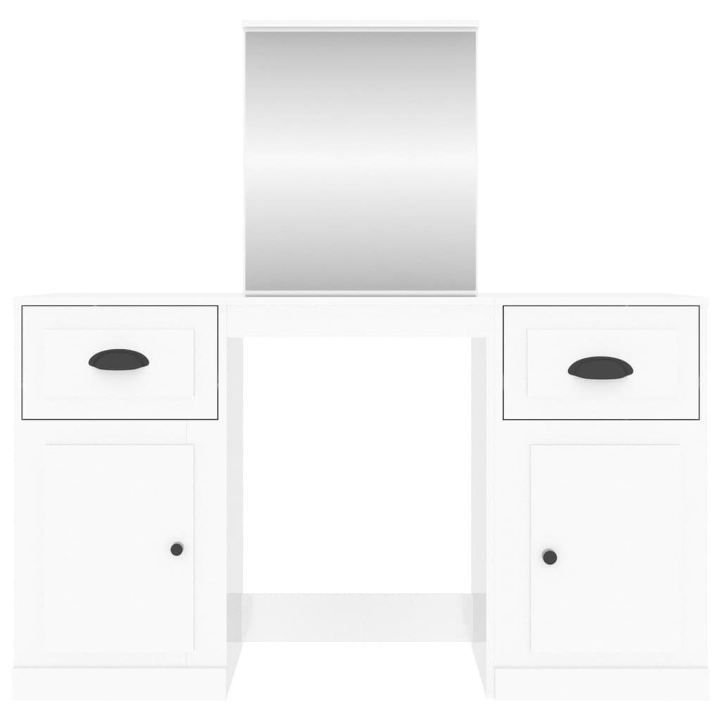 Schminktisch Hochglanz-Weiß Hochglanz-Weiß Spiegel vidaXL 130x50x132,5 Hochglanz-Weiß | mit (1-St) Schminktisch cm