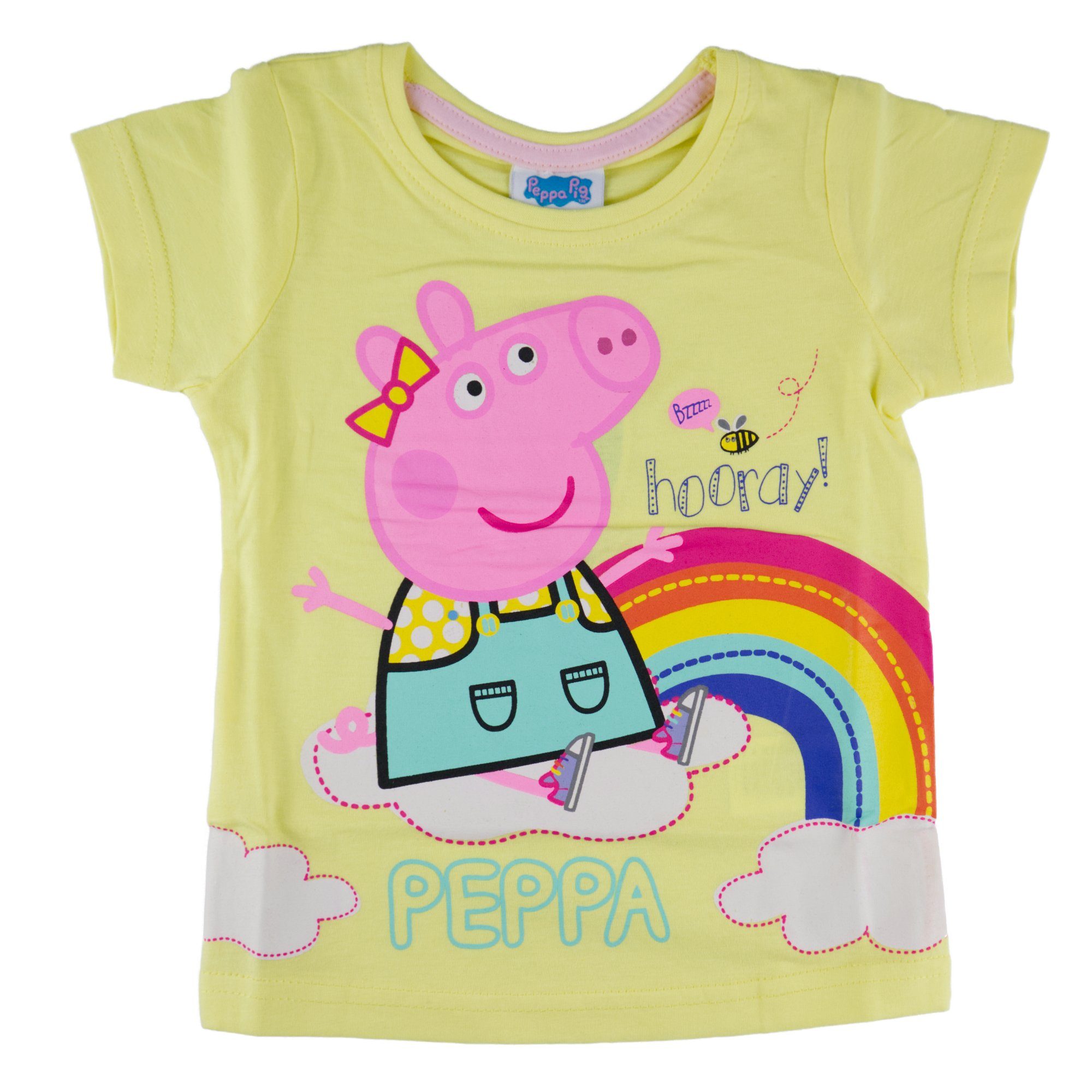 Peppa Pig Print-Shirt Peppa Wutz Kinder T-Shirt Gr. 92 bis 116, 100% Baumwolle Gelb