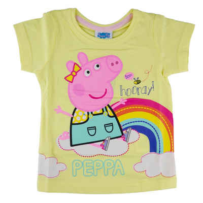 Peppa Pig Print-Shirt Peppa Wutz Kinder Mädchen kurzarm T-Shirt Gr. 92 bis 116, 100% Baumwolle