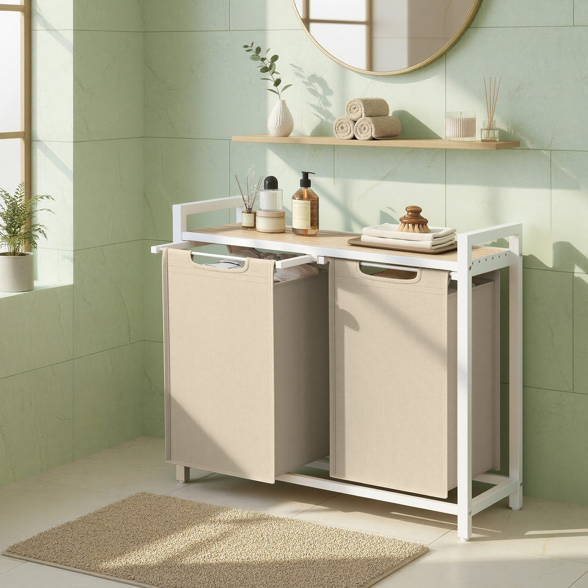 VASAGLE Wäschekorb, 2 Wäschesäcke aus Oxford-Gewebe, abnehmbar, 2 x 46 L günstig online kaufen