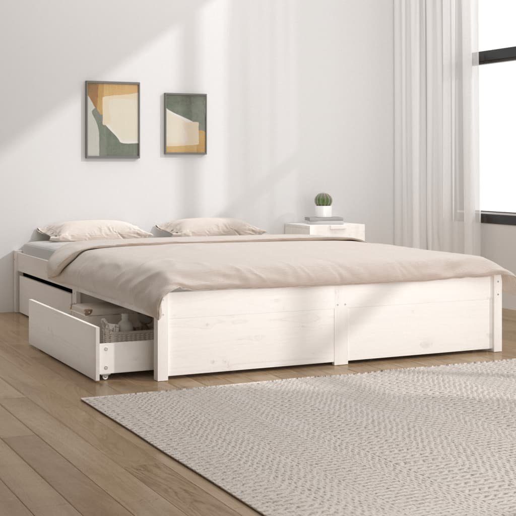 vidaXL Bett Bett mit Schubladen Weiß 180x200 cm