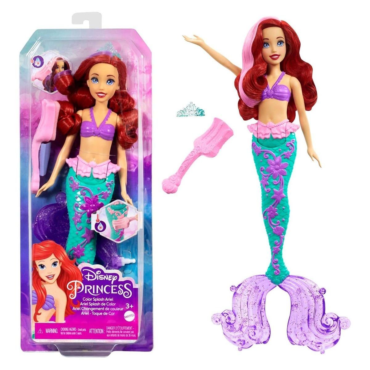 Mattel® Meerjungfrauenpuppe Disney die inspirierte „Arielle, Arielle-Meerjungfrau, Von Farbwechsel, für Puppe magische Meerjungfrau“ Princess