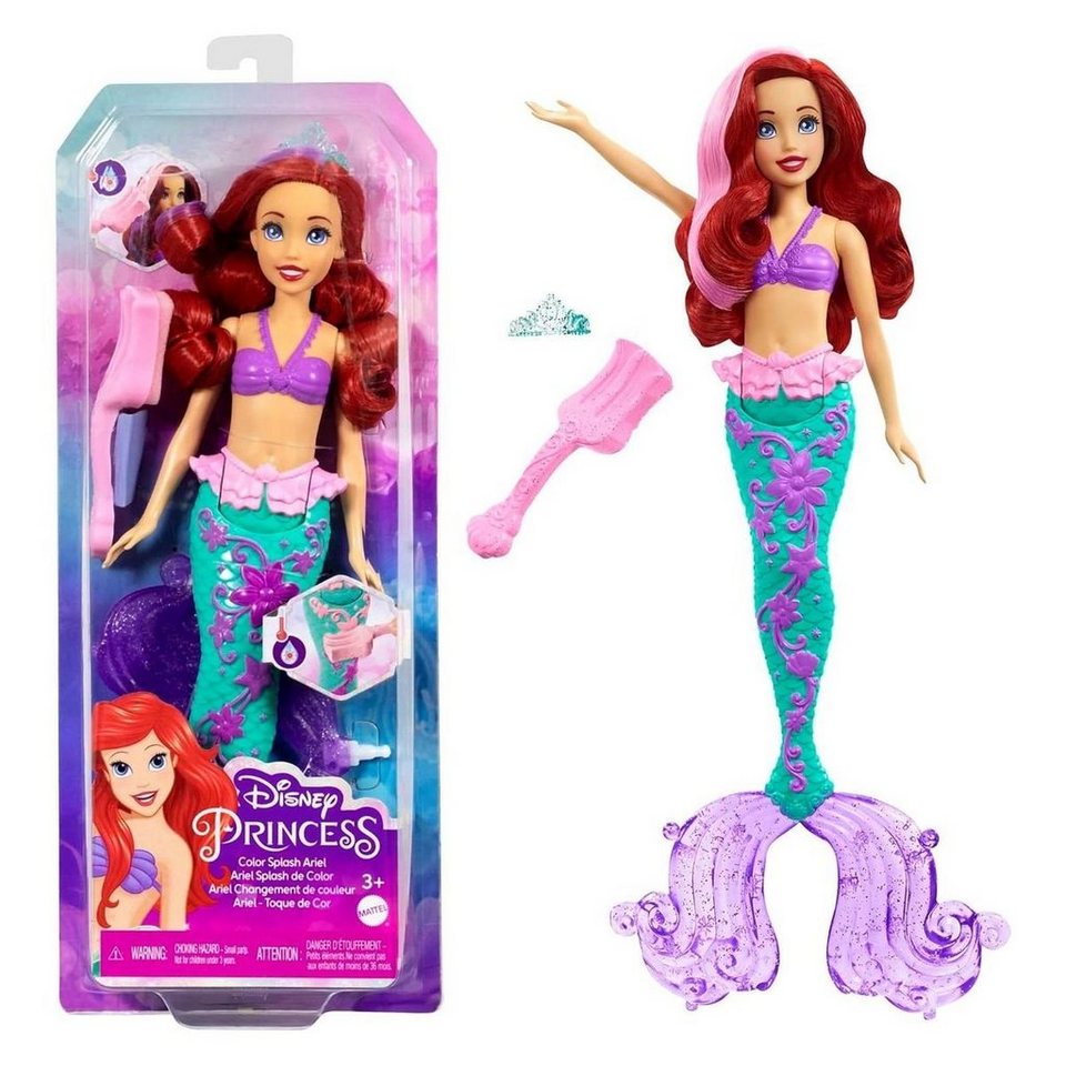 Mattel® Meerjungfrauenpuppe Disney Princess, Arielle-Meerjungfrau,  Farbwechsel, Von „Arielle, die Meerjungfrau“ inspirierte Puppe für magische