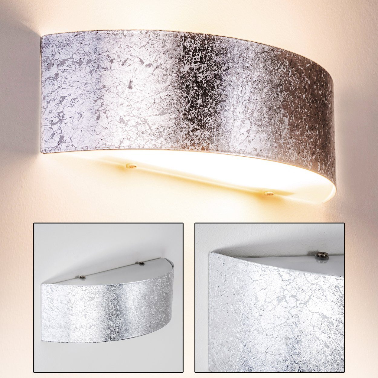 hofstein Wandleuchte »Bombile« mit Metall/Glas 2xG9, moderne Wandlampe Silber, Down-Effekt, ohne Up Leuchtmittel, mit Innen in aus & Lichteffekt