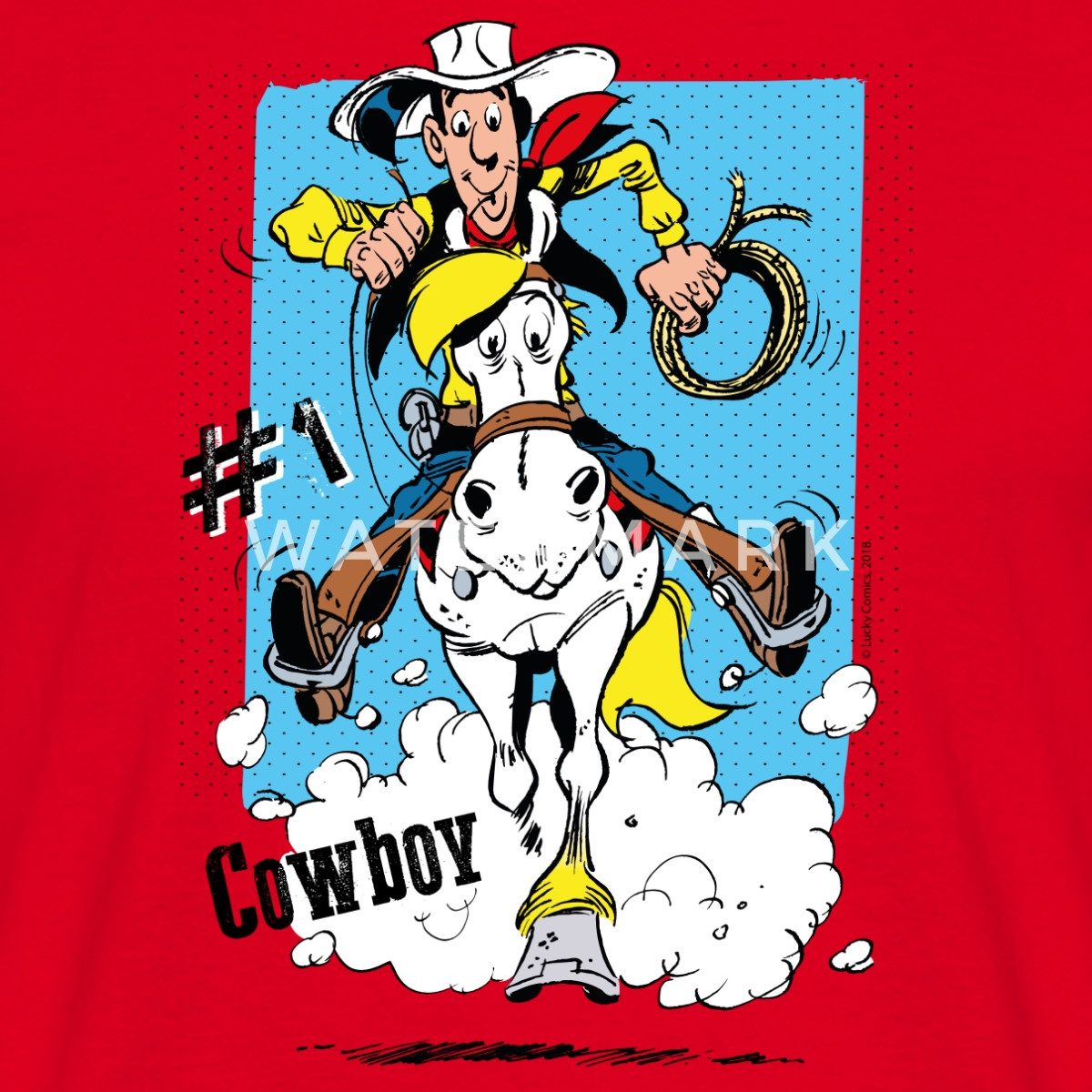 Spreadshirt T-Shirt Lucky Luke Cowboy mit Pferd Jolly Jumper Männer T-Shirt (1-tlg)