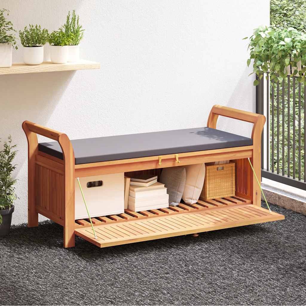 vidaXL Gartenbank Garten-Truhenbank mit Kissen 126 cm Massivholz (1-St)