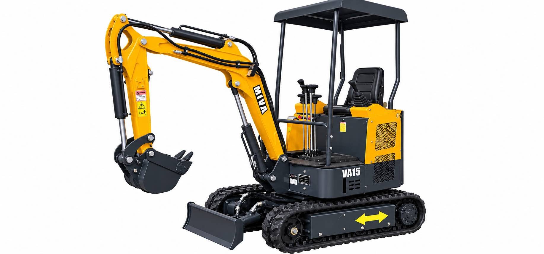Teico Minibagger VA15 Minibagger Benzin 13,5 PS 420 cm³ kompakt und leistungsstark, ergonomisch seitliche Bedienhebel