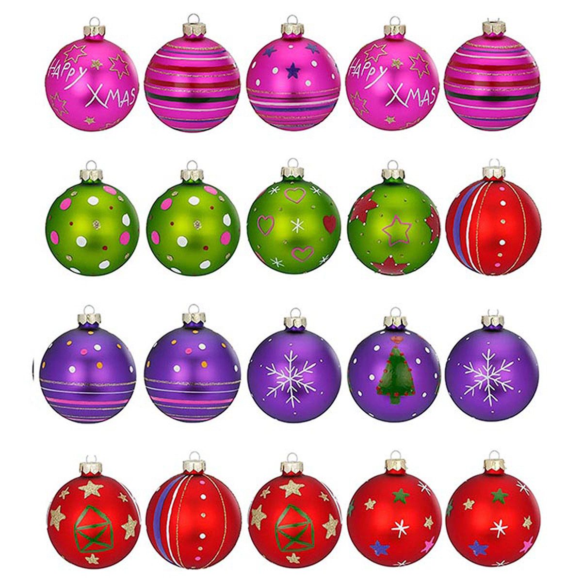 INGE-GLAS® Weihnachtsbaumkugel Новогодние шары Happy Xmas, Ø 6 cm, 20 Stück