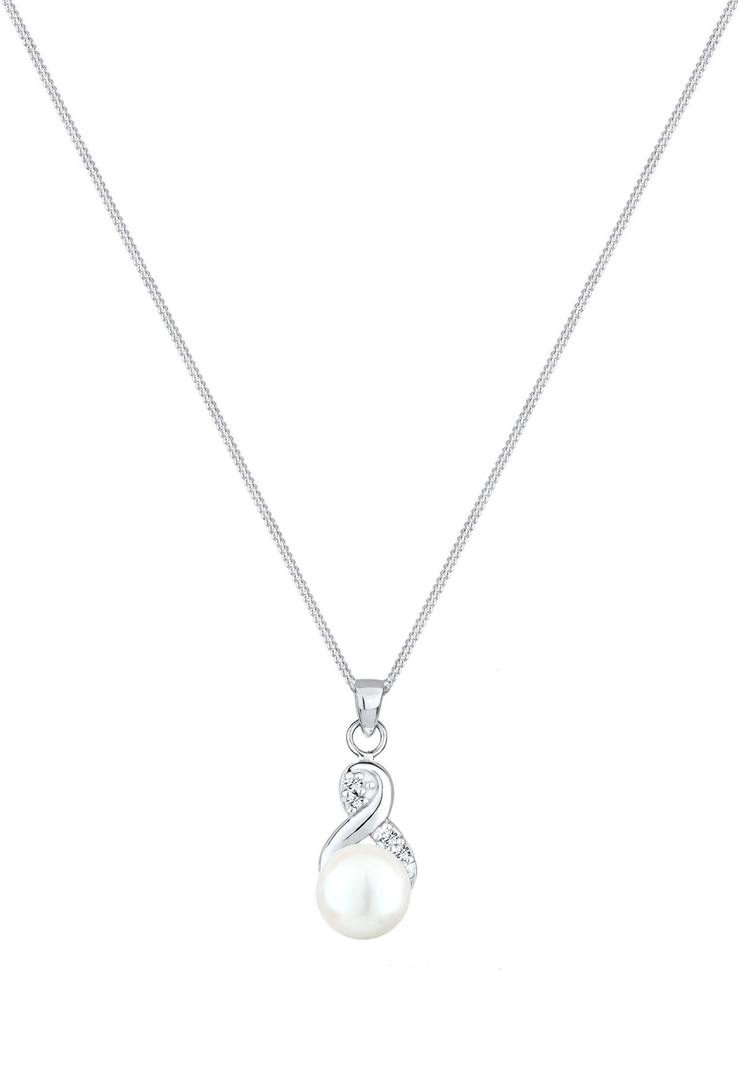 Elli Perlenkette Infinity Kristalle Süßwasserzuchtperle 925 Sterling Silber