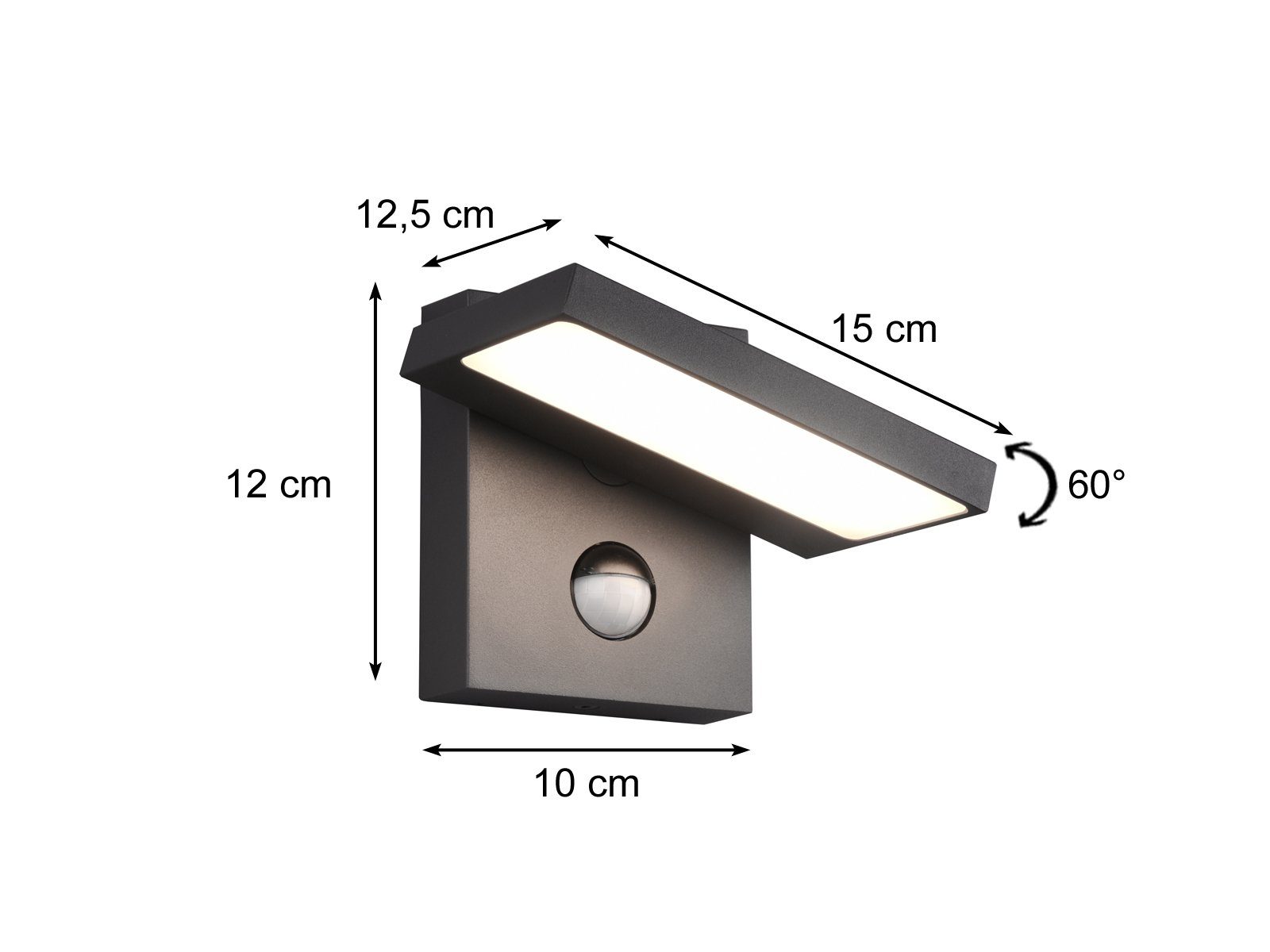 Warmweiß, fest Außen-Wandleuchte, schwenkbar Fassadenlampe meineWunschleuchte 2er-Set integriert, Bewegungsmelder, mit LED 15cm Anthrazit LED Bewegungsmelder,