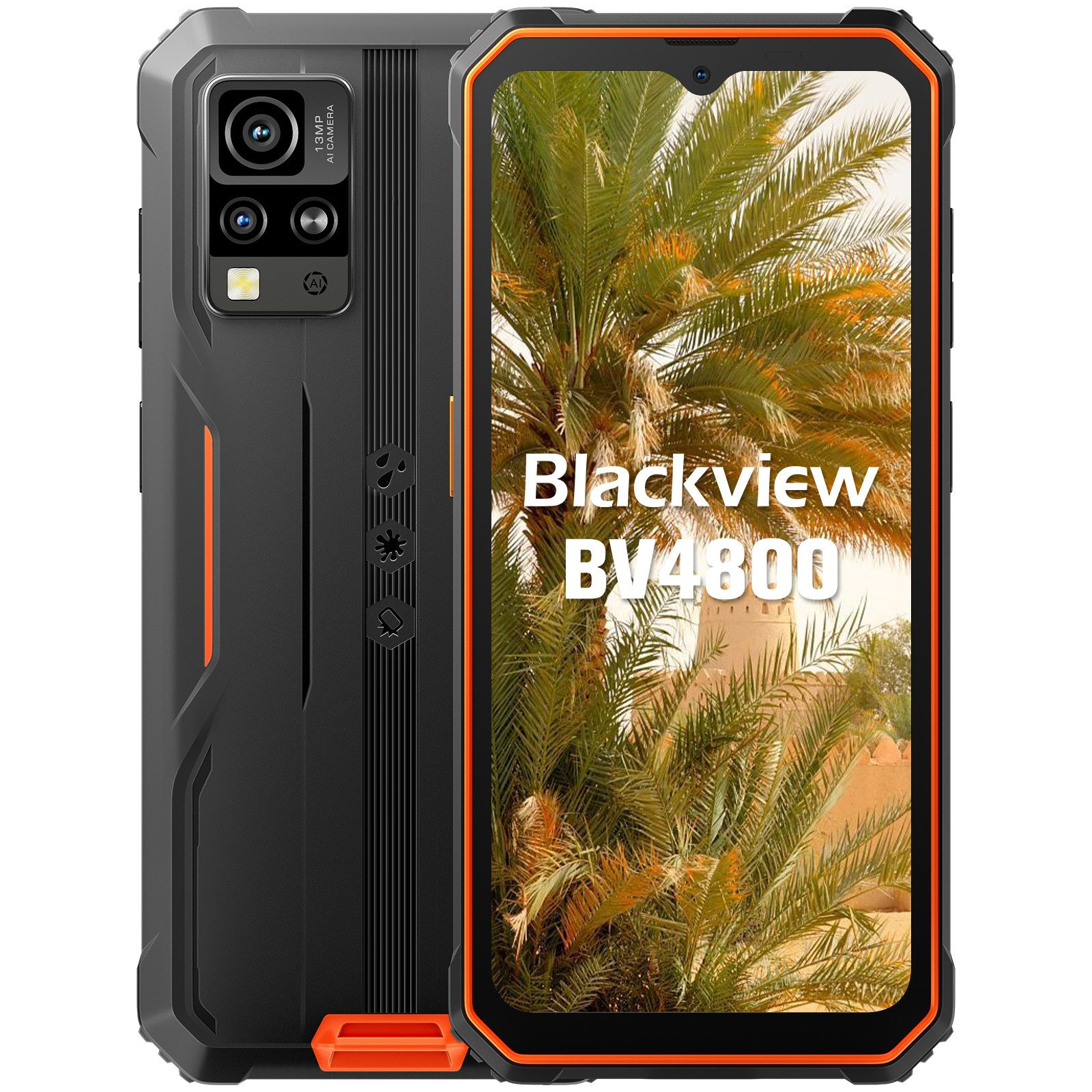 blackview BV4800 AI 3GB+64GB Smartphone (6.56 Zoll, 13 MP Kamera, Fingerabdruck/NFC/GPS/IP69K, FM/OTG, Ohne Vertrag)