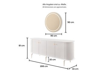YEKTA Wohnzimmer-Set MADRID inkl. Aufbau- und Premiumservice, (Spar-Set), Spiegel mit LED Beleuchtung
