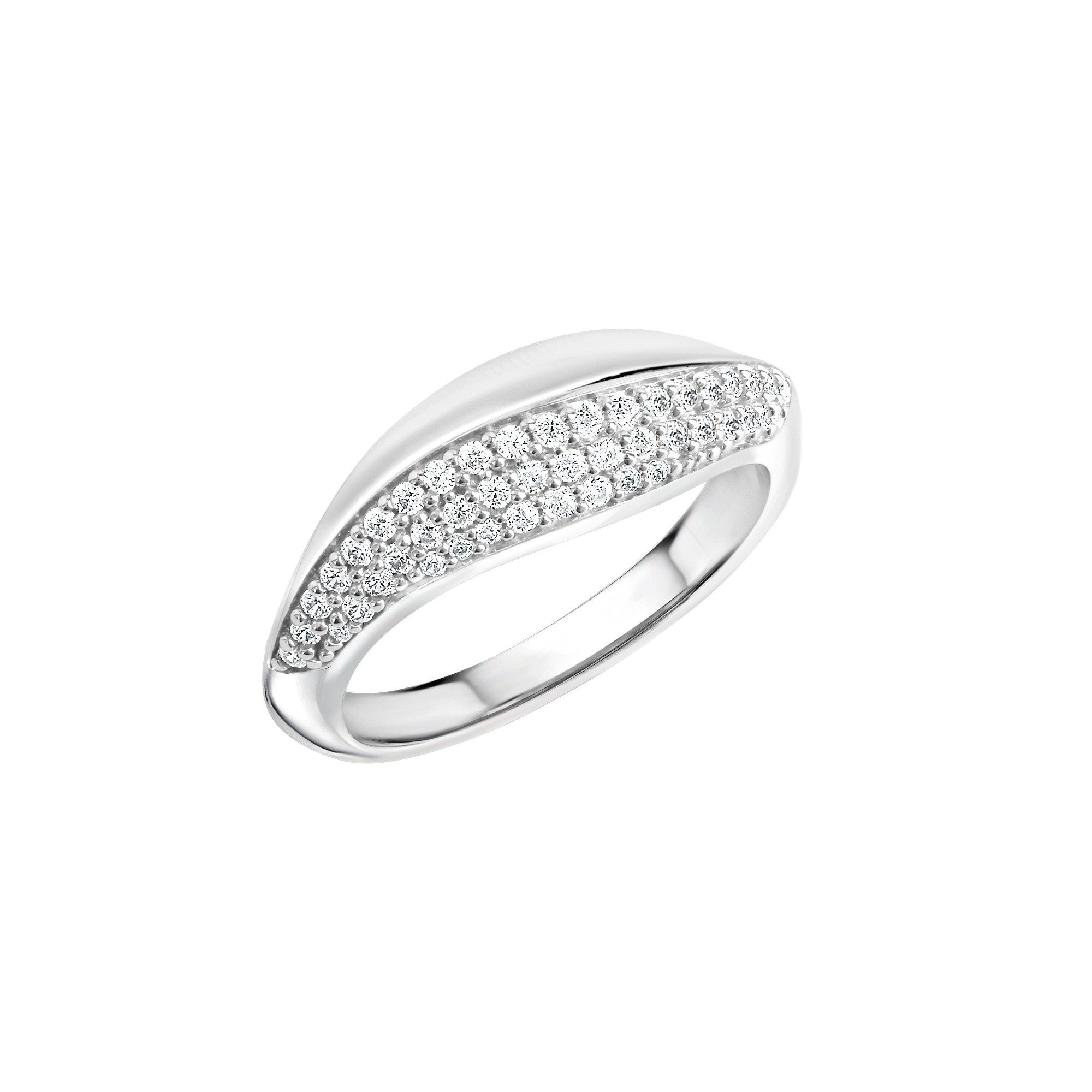 Fingerring Silber 925 rhodiniert mit Zirkonia weiß