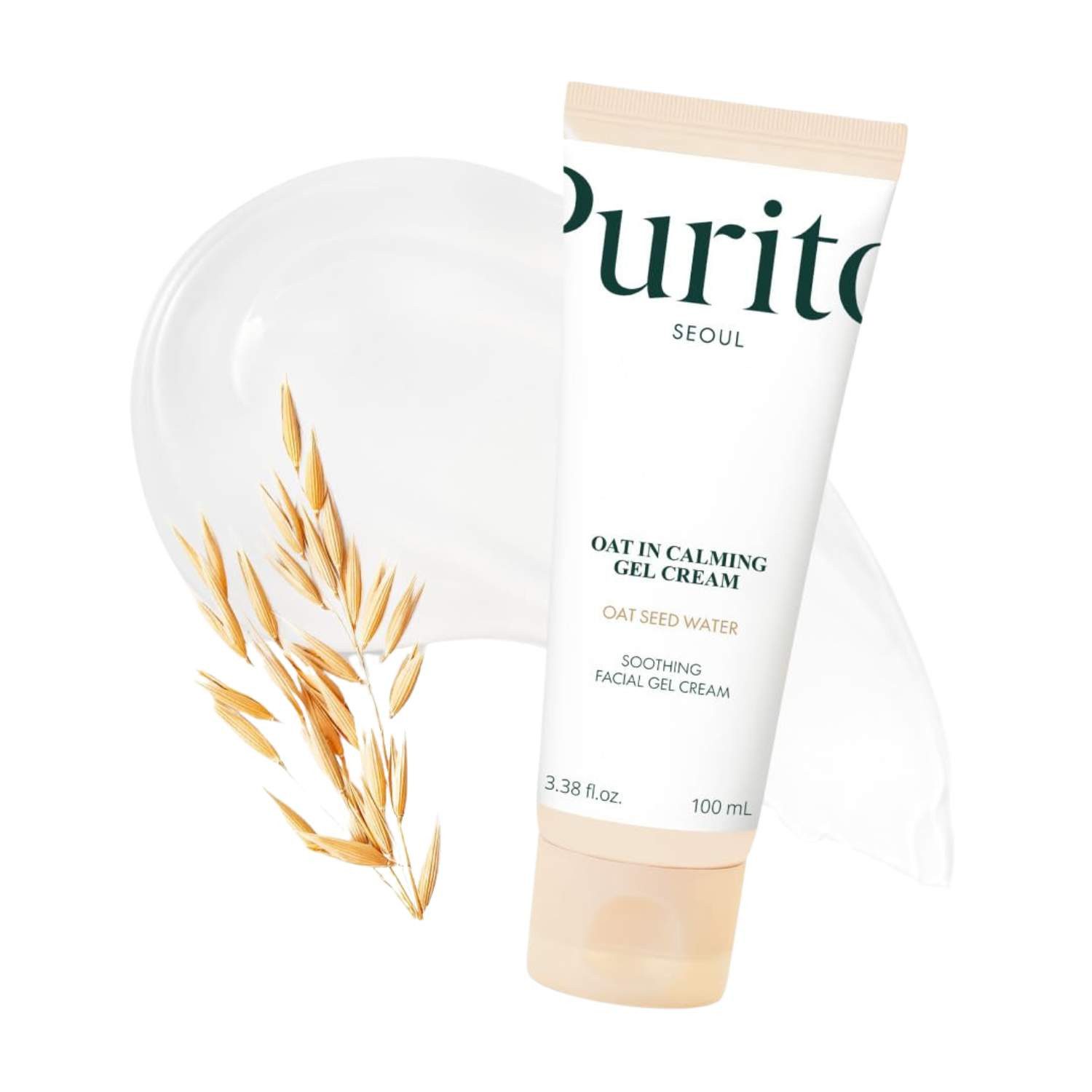 Purito Seoul Tagescreme Oat-in Calming Gel Cream 100 ml – leichte Gel-Creme mit 77 % Hafer- Seed-Water, Panthenol & Beta-Glucan; beruhigt Rötungen, spendet, langanhaltende Feuchtigkeit, non-sticky Finish, vegan korean skincare