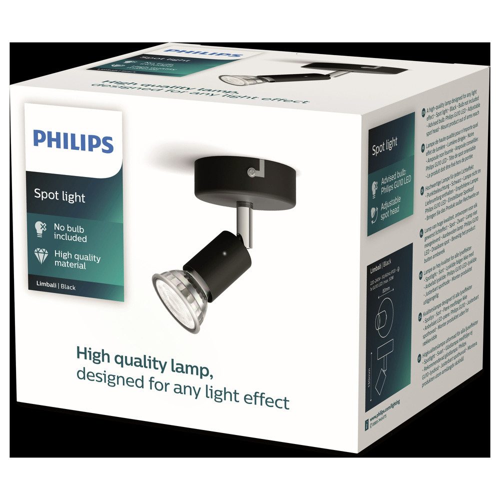 Philips Deckenleuchte Philips Limbali 8719514465213 Deckenstrahler GU10 Schwarz