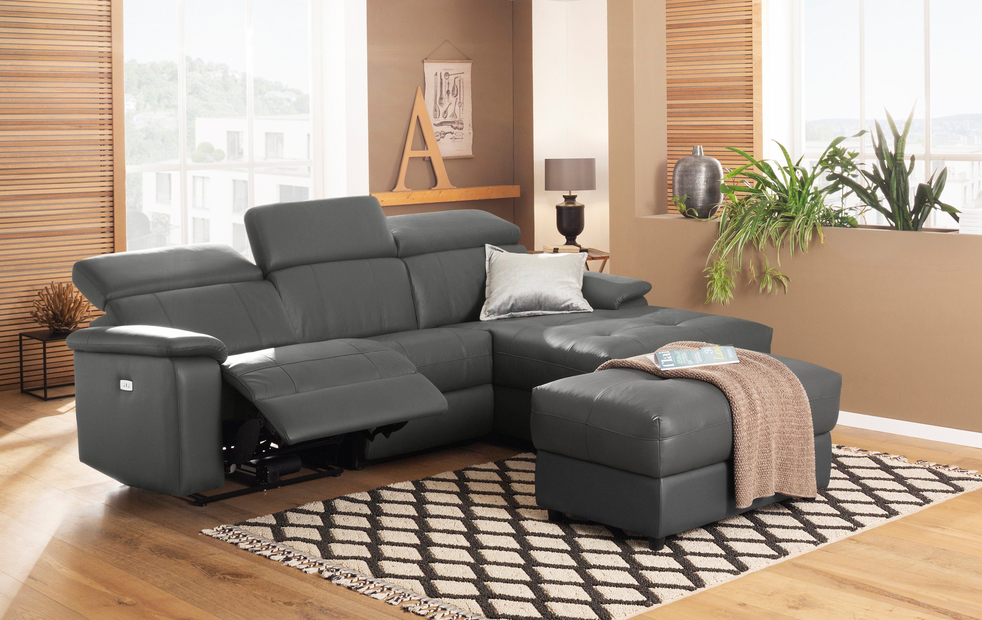 Home affaire Ecksofa Binado, L-Form, mit manueller oder elektrischer Relaxfunktion mit USB-Anschluss