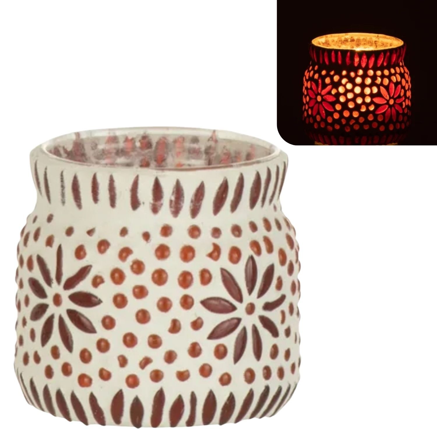Marrakesch Orient & Mediterran Interior Teelichthalter Teelichthalter Bram Orange Kerzenhalter Deko 8 cm. für Deko und Küche (1 St), Handarbeit