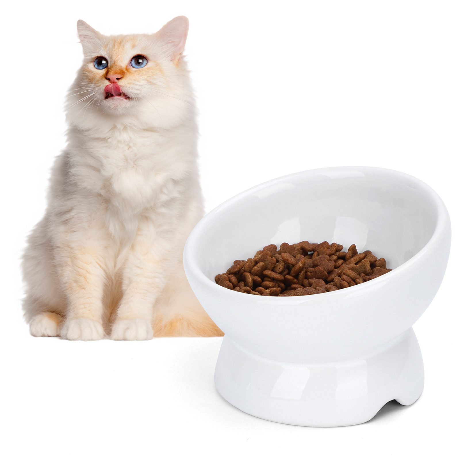 Futterstation Katzennapf Keramik Futternapf Katze mit 15°Neigung Design