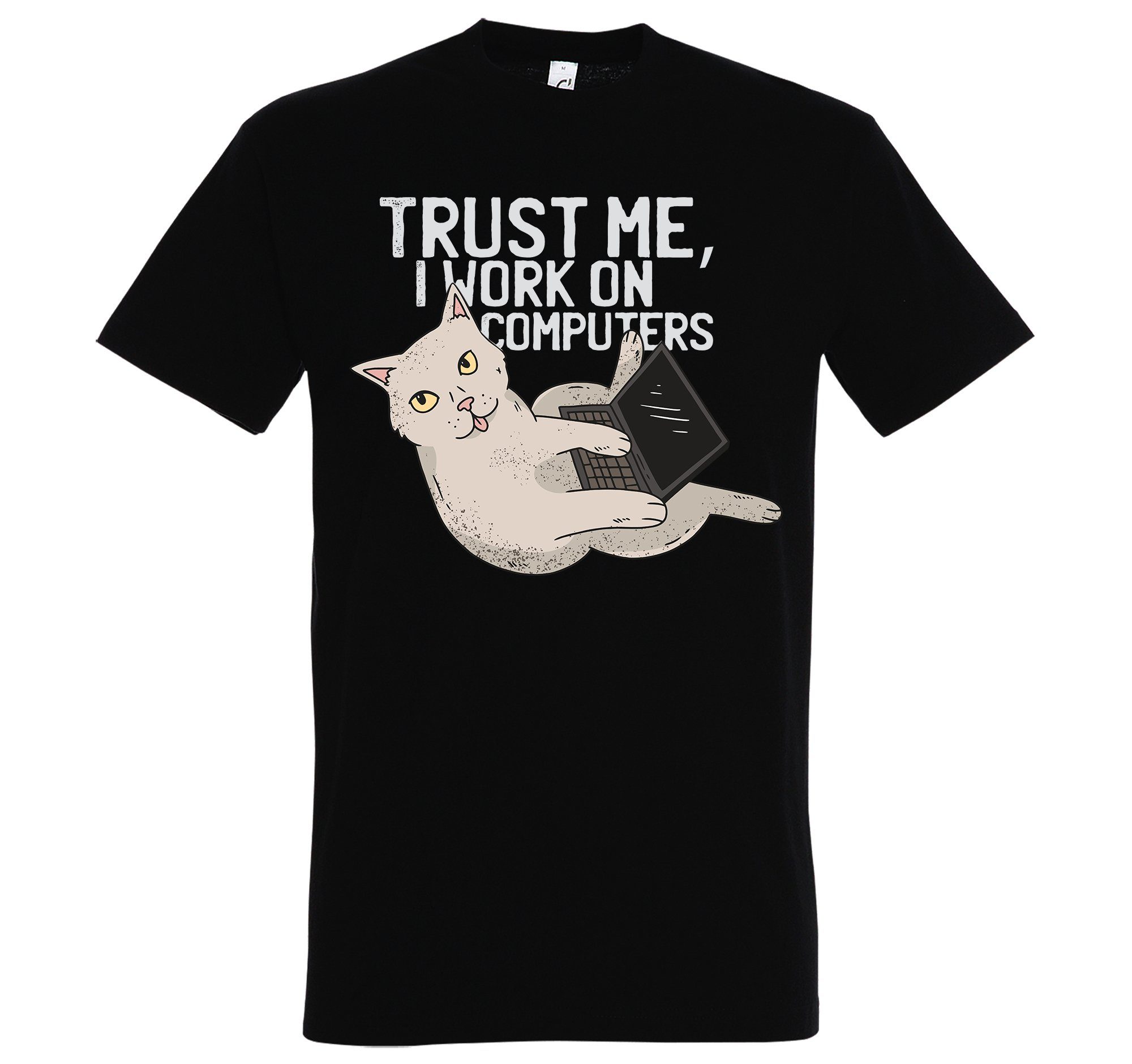 Youth Designz T-Shirt "Trust Me, I Work On Computers" Herren Shirt mit trendigem Frontprint Schwarz