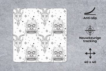 MuchoWow Gaming Mauspad Maske - Linie - Muster - Tribal (1-St), Mousepad mit Rutschfester Unterseite, Gaming, 40x40 cm, XXL, Großes