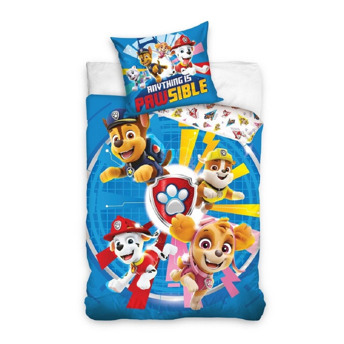 PAW PATROL Bettwäsche Set Poly-Baumwolle 140x200 cm Bettbezug + 65x65 cm Kissenbezug