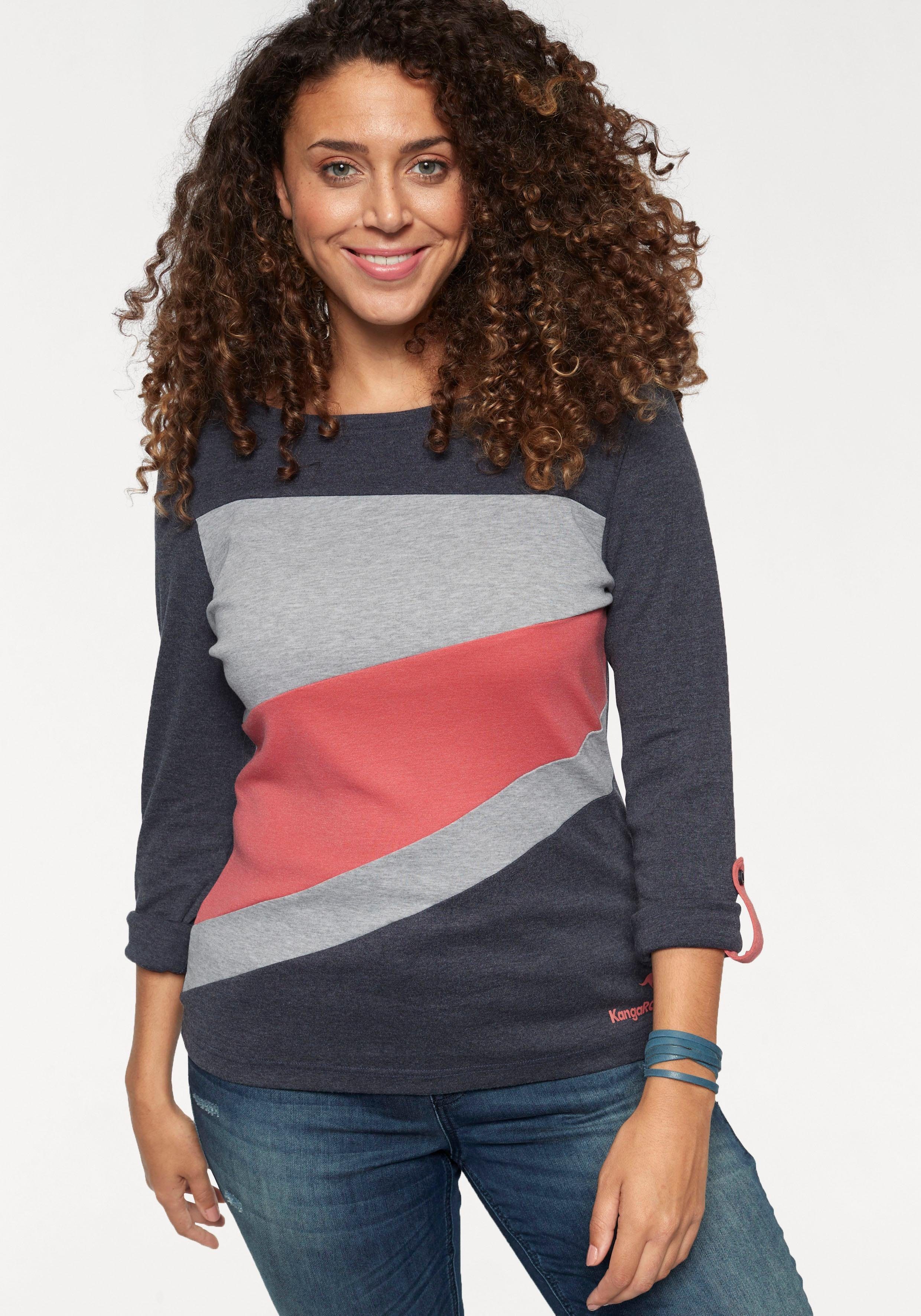 KangaROOS Longsleeve Langarm, figurbetonte Passform, unifarben, Rundhalsausschnitt